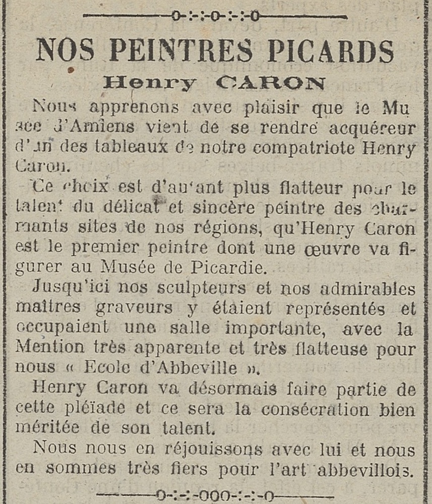 Henry Caron - Pilote de la Somme - 22 août 1924