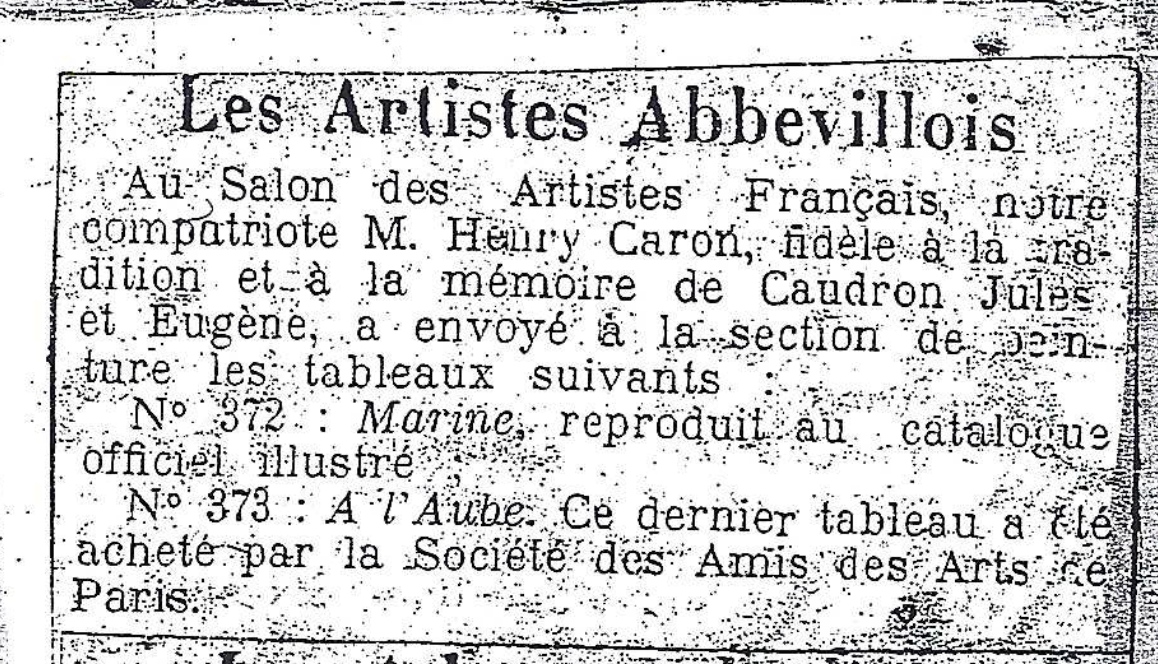 Henry Caron - Pilote de la Somme - 22 mars 1927